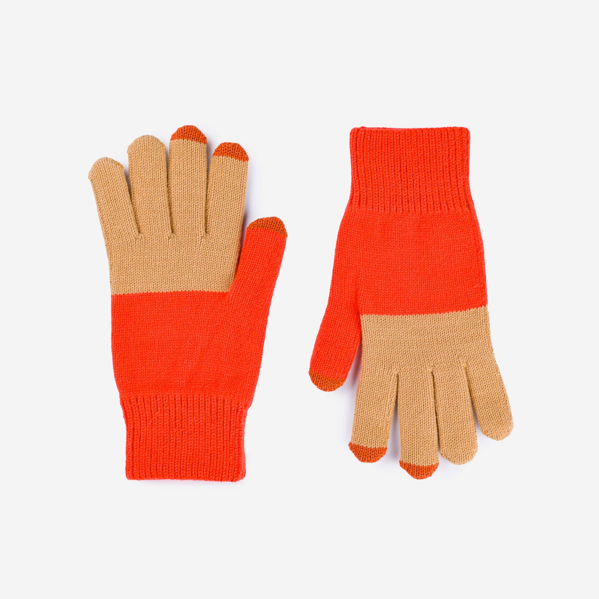 Colorblock Knit Touchscreen Gloves: Rust Lilac