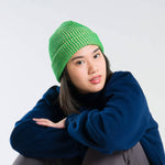 Simple Grid Knit Beanie: Lime Pink