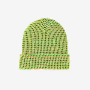 Simple Grid Knit Beanie: Lime Pink