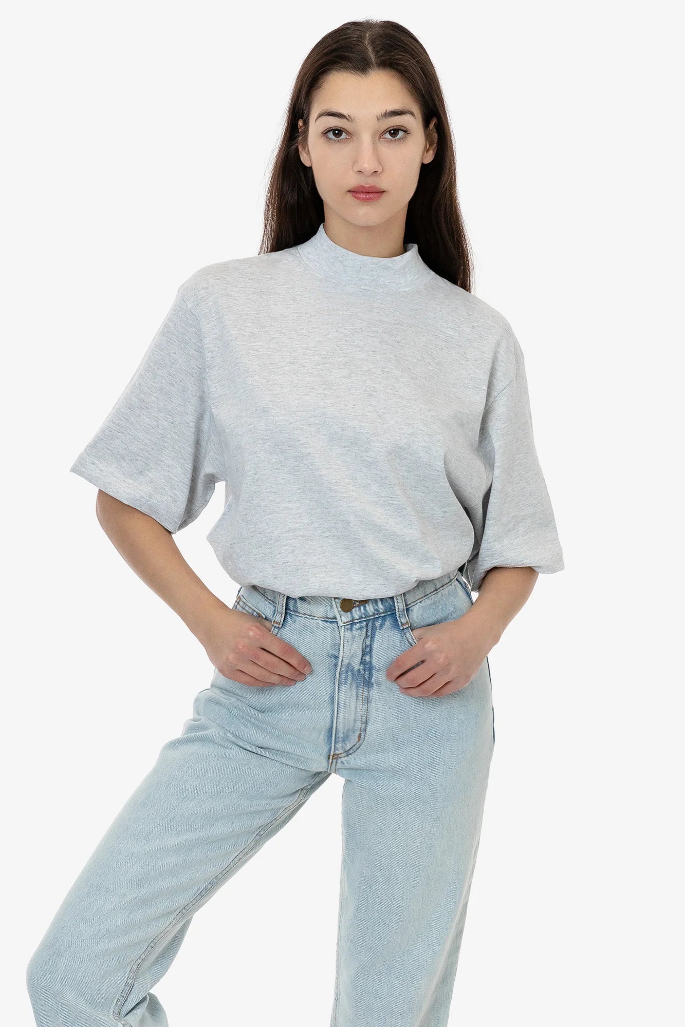 Mock Neck Tee - Ash