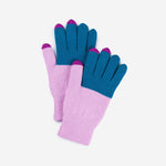 Colorblock Knit Touchscreen Gloves: Teal Lilac