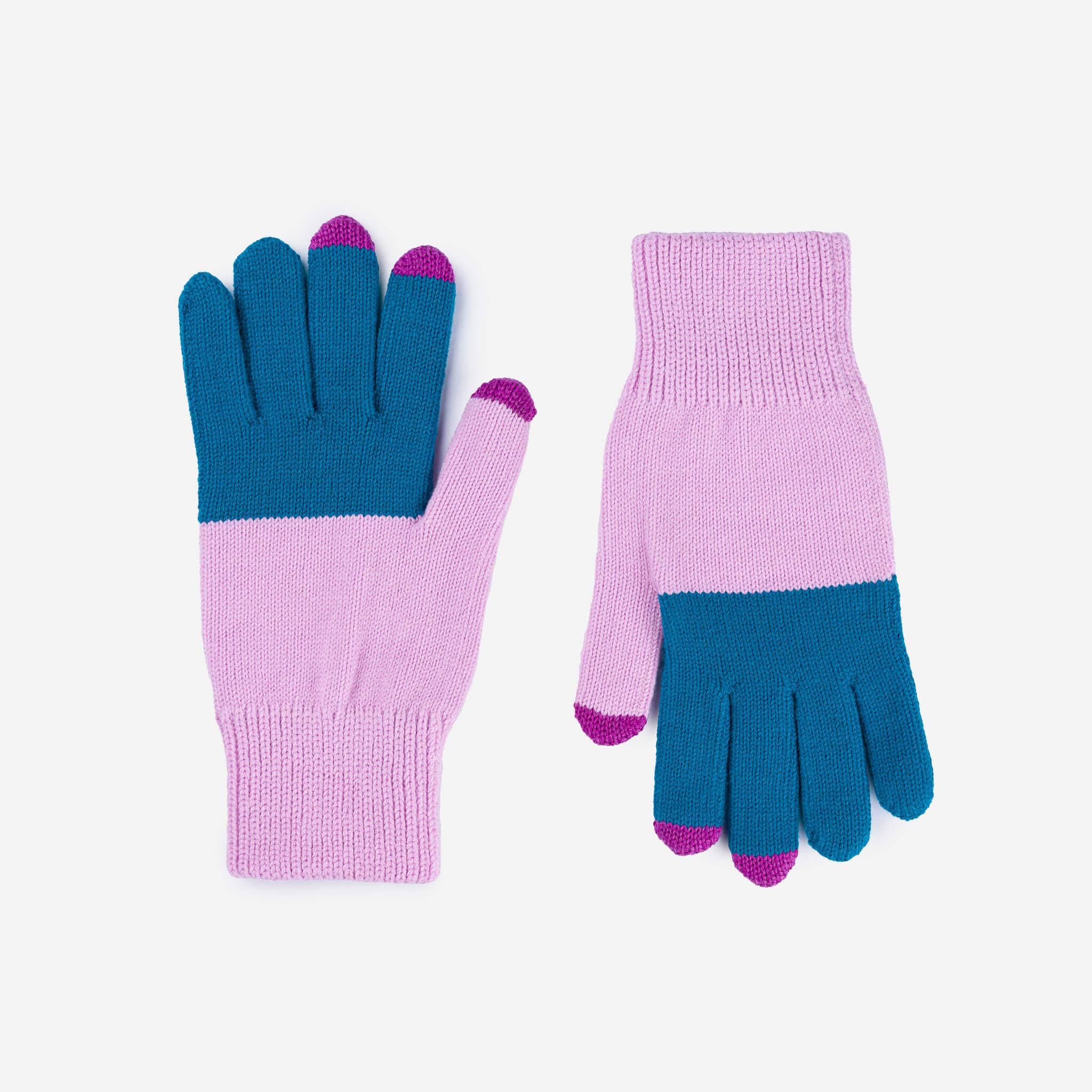 Colorblock Knit Touchscreen Gloves: Poppy Magenta