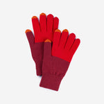 Colorblock Knit Touchscreen Gloves: Poppy Magenta