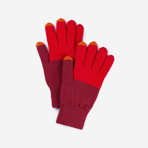 Colorblock Knit Touchscreen Gloves: Poppy Magenta