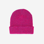 Simple Grid Knit Beanie: Lime Pink