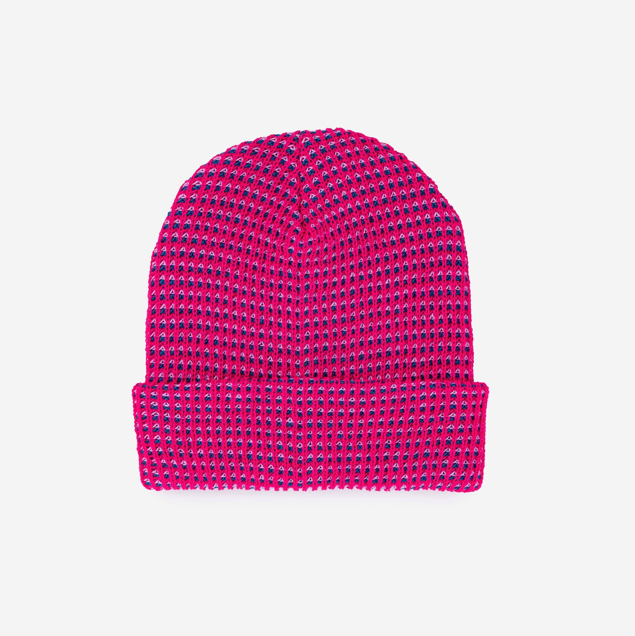 Simple Grid Knit Beanie: Wine Red