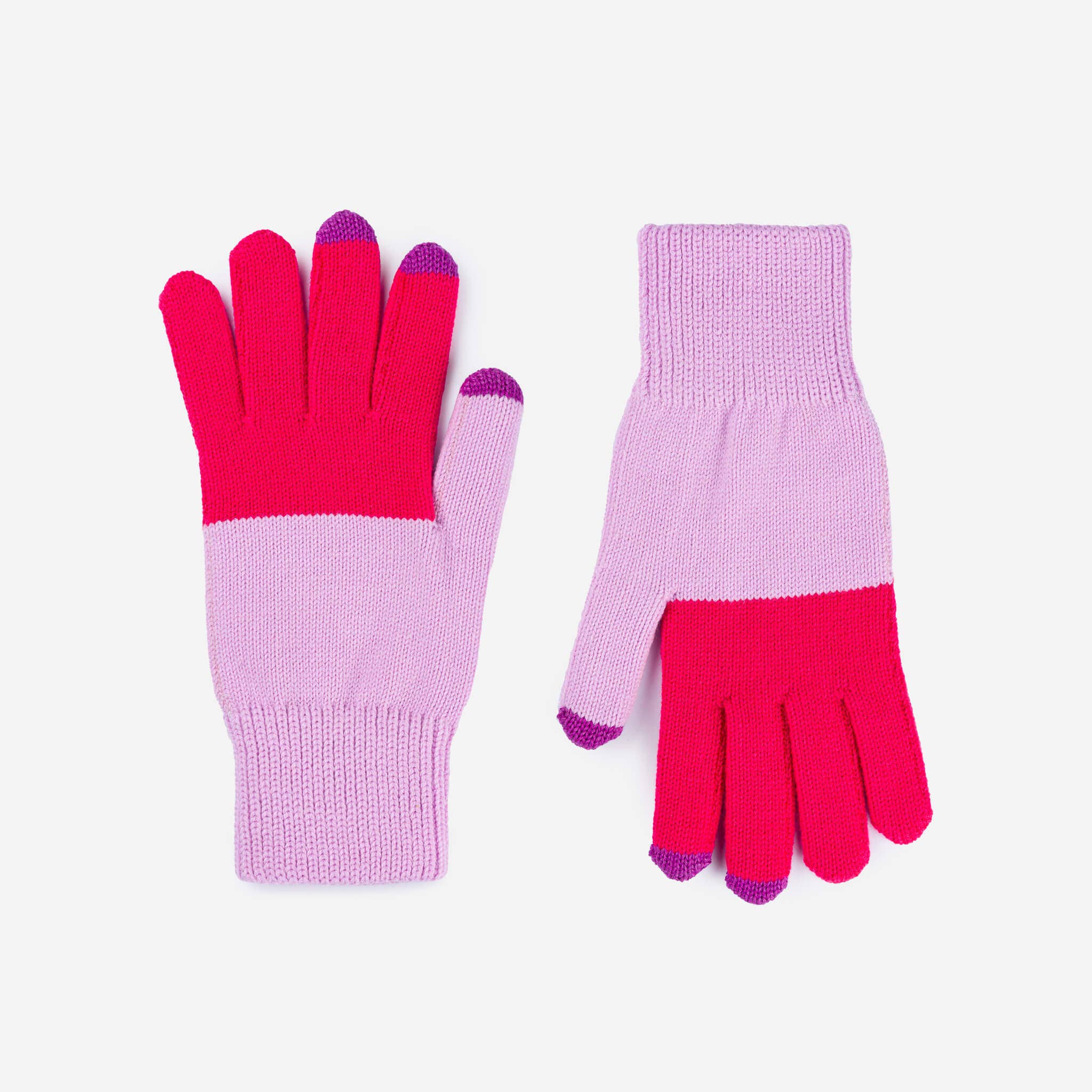 Colorblock Knit Touchscreen Gloves: Poppy Magenta