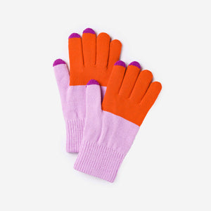 Colorblock Knit Touchscreen Gloves: Poppy Magenta