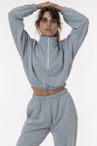 Flex Fleece Zip Crop - Heather Grey