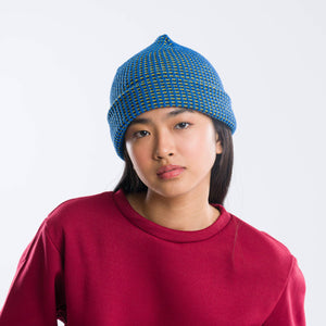 Simple Grid Knit Beanie: Lime Pink