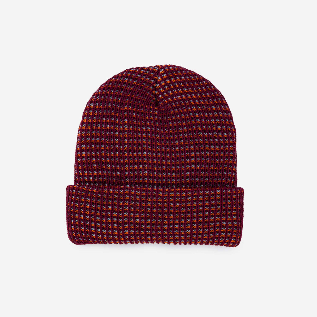 Simple Grid Knit Beanie: Wine Red