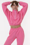 Flex Fleece Zip Crop - Bubble Gum