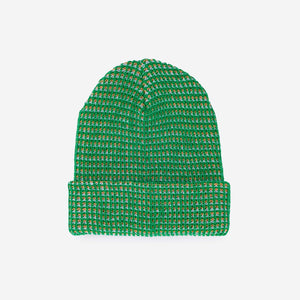 Simple Grid Knit Beanie: Lime Pink