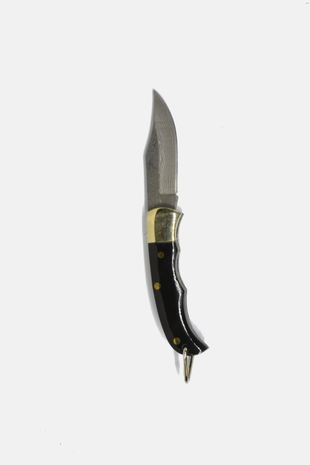 Ox-bone // Ox-horn Inlay Folding Knife: Black Ox-horn