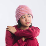 Simple Grid Knit Beanie: Lime Pink