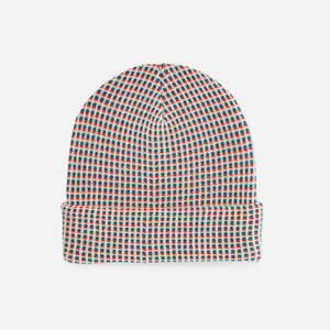 Simple Grid Knit Beanie: Wine Red