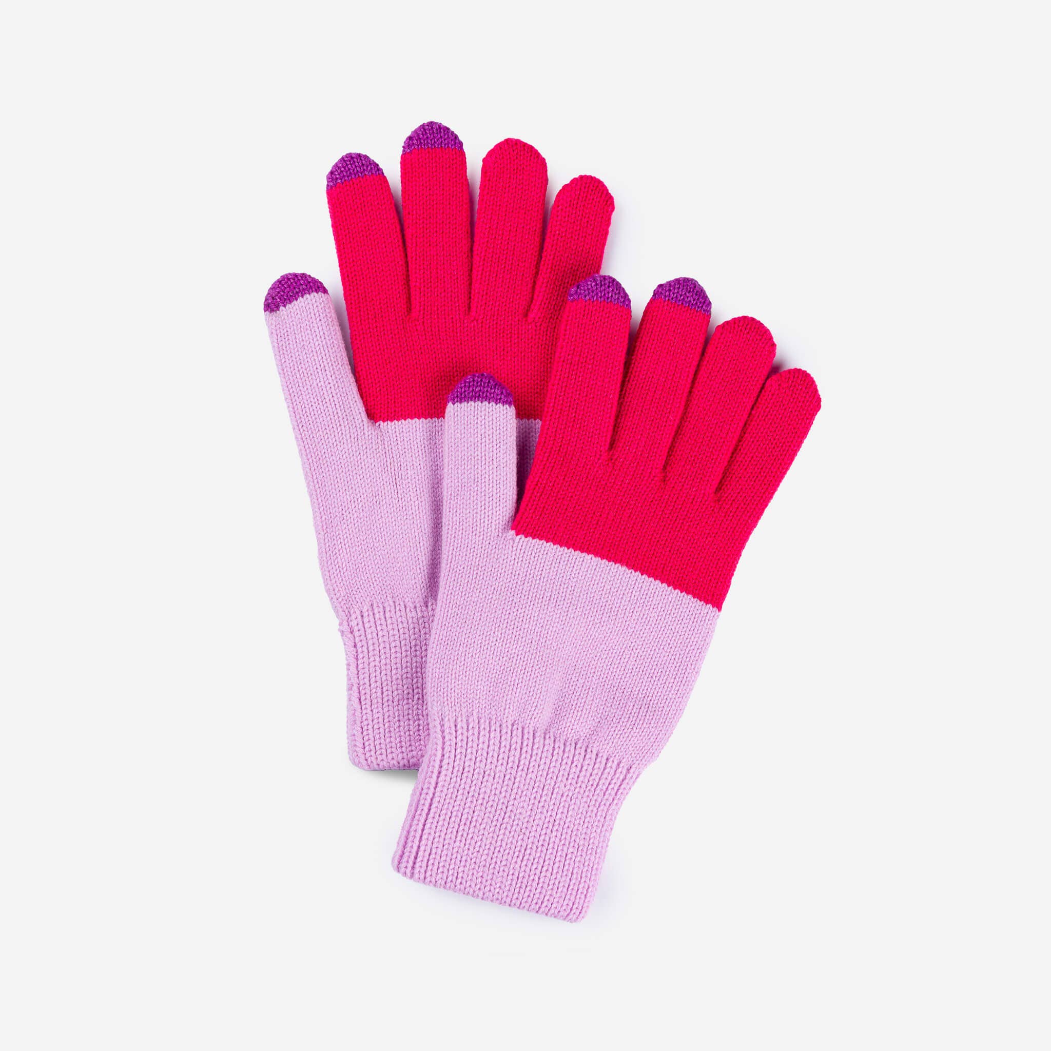 Colorblock Knit Touchscreen Gloves: Poppy Magenta