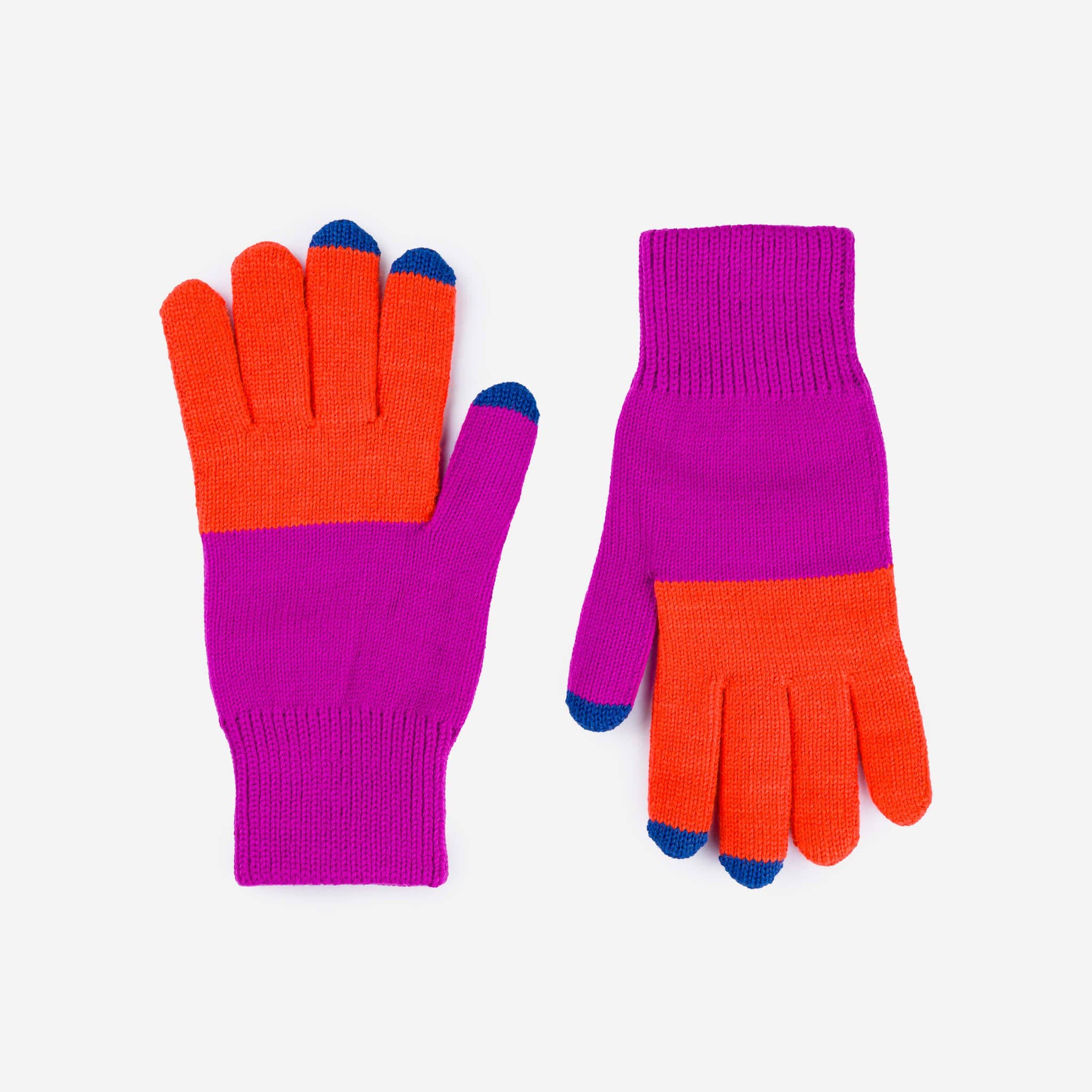 Colorblock Knit Touchscreen Gloves: Rust Lilac