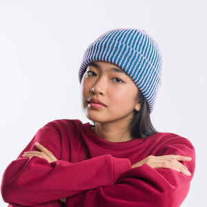 Simple Rib Knit Beanie: Kelly Stone Blue