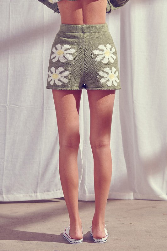 Daisy Floral Knit Shorts