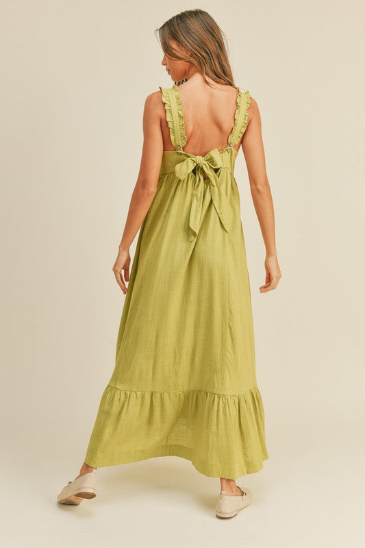 Linen Maxi Dress - Lime