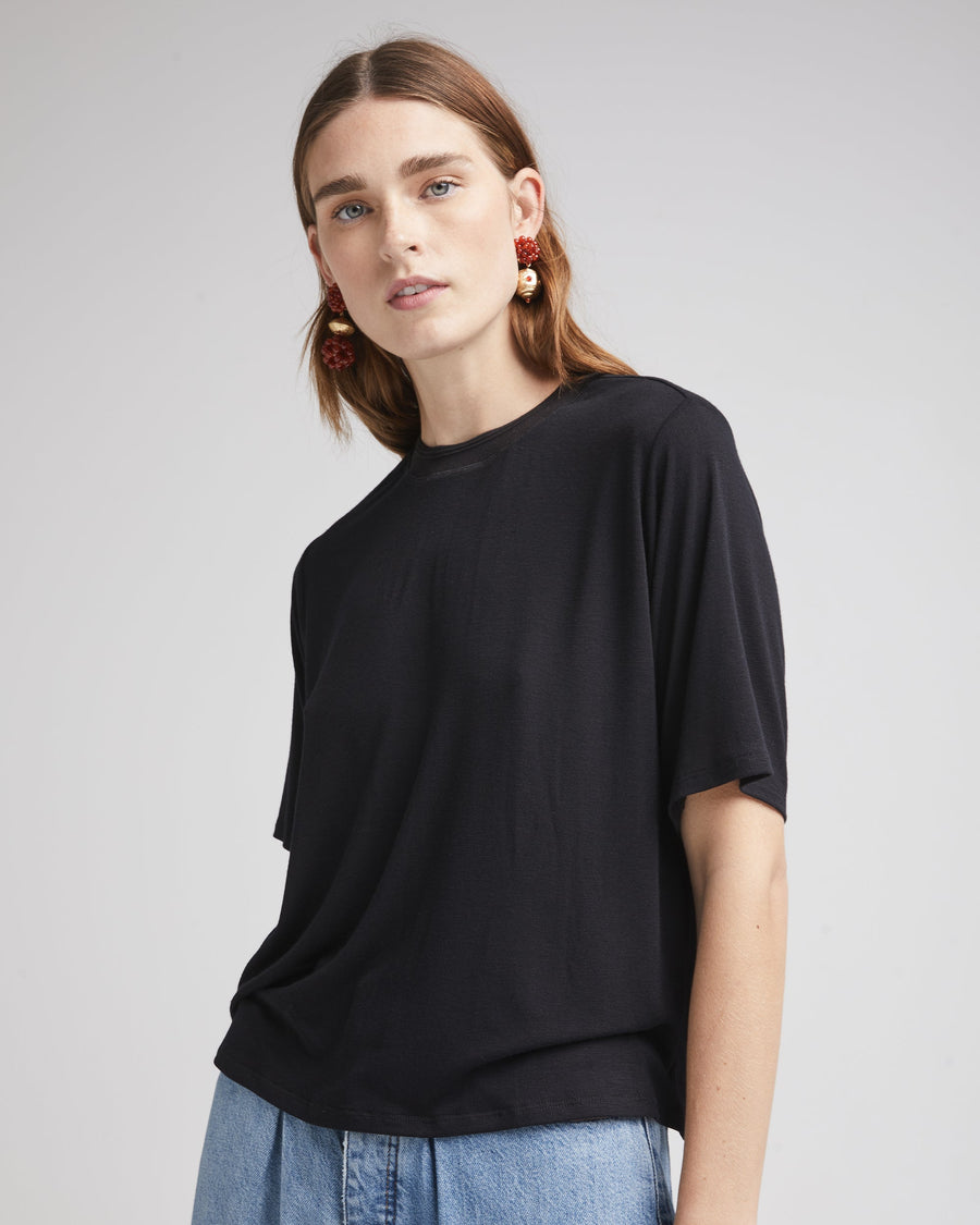 Richer Poorer Recycled Jersey Elbow Sleeve Tee - Black
