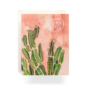 Coral Cactus Thank You Card