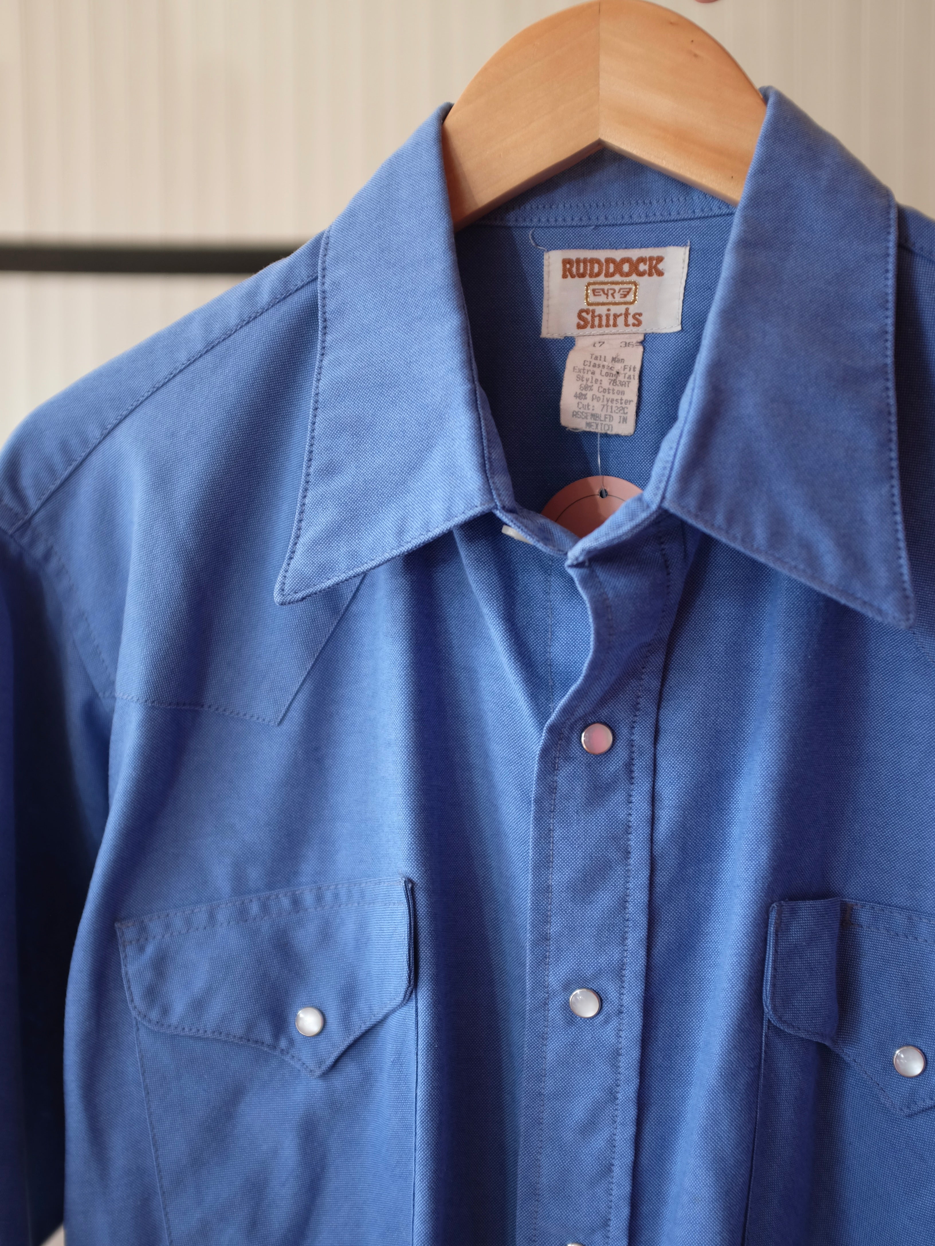 Ruddock Pearlsnap L/S Blue Shirt - Vintage