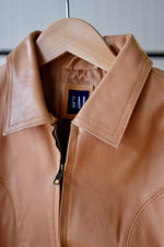 Gap Tan Leather Jacket - Vintage
