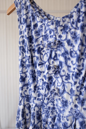 Unbranded 50’s Blue Floral Dress - SM