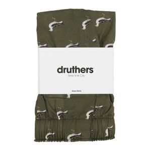 Drutherswear Organic Cotton Seagull Boxer Shorts - Olive