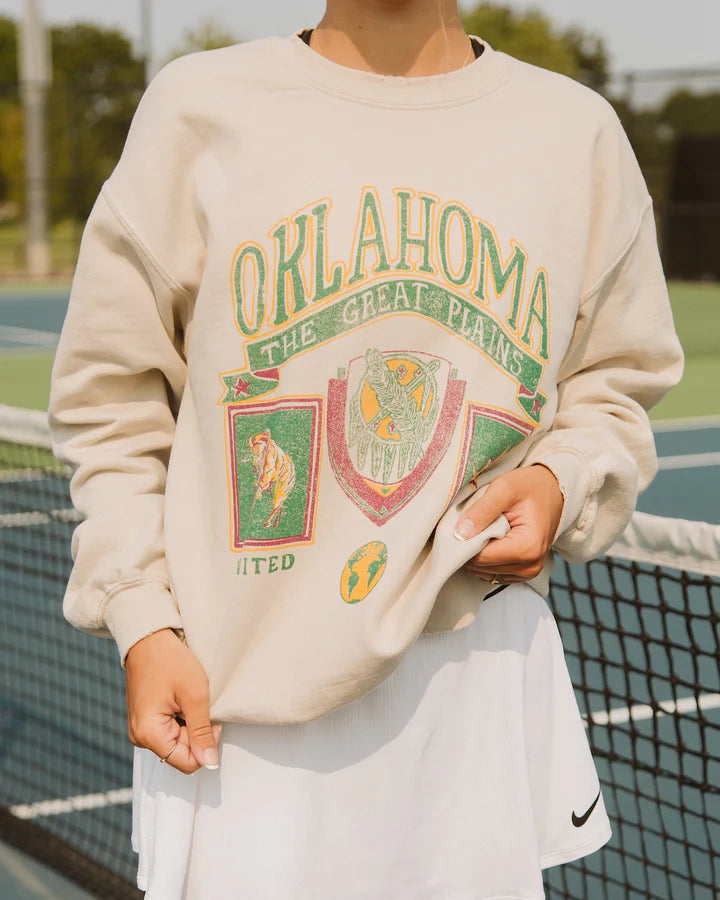 Oklahoma Patch Sand Thrifted Sweatshirt