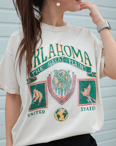 Oklahoma Patch Off White Thrifted Tee