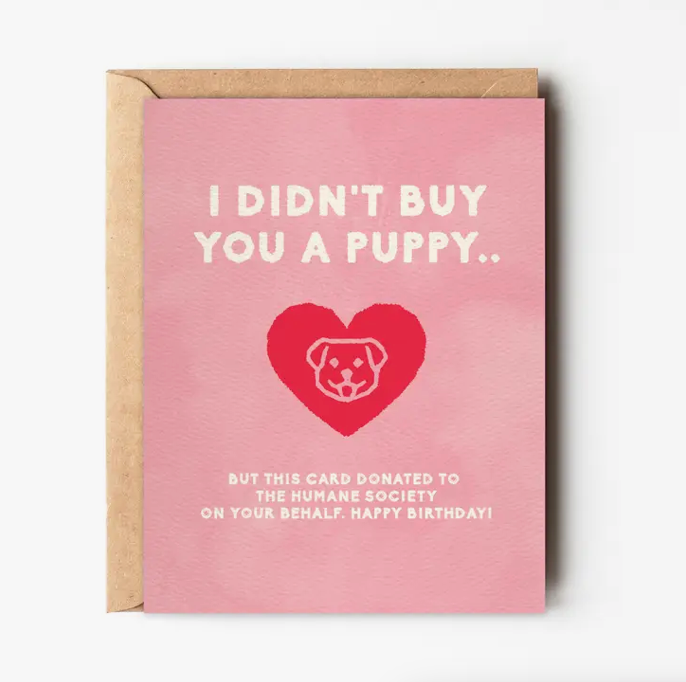 Humane Society Charitable Puppy Birthday Card