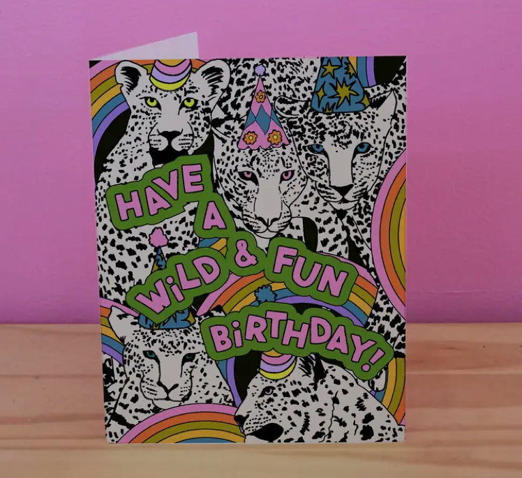 wild fun leopard birthday card