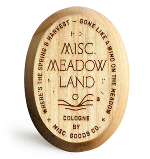 Meadowland: Maple Wood case, Brass inlay case, 3" by 2.3", made in USA Solid Cologne Misc. Goods. Co.