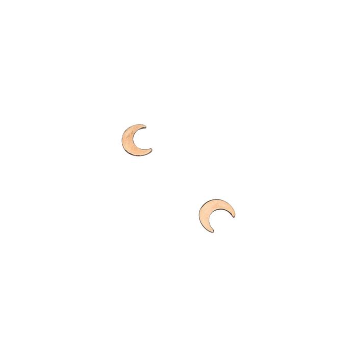 Agapantha Ella Crescent Moon Studs Earrings - Gold 