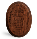 Valley of Gold: Cherry Wood case, Brass inlay case, 3" by 2.3", made in USA Solid Cologne Misc. Goods Co.